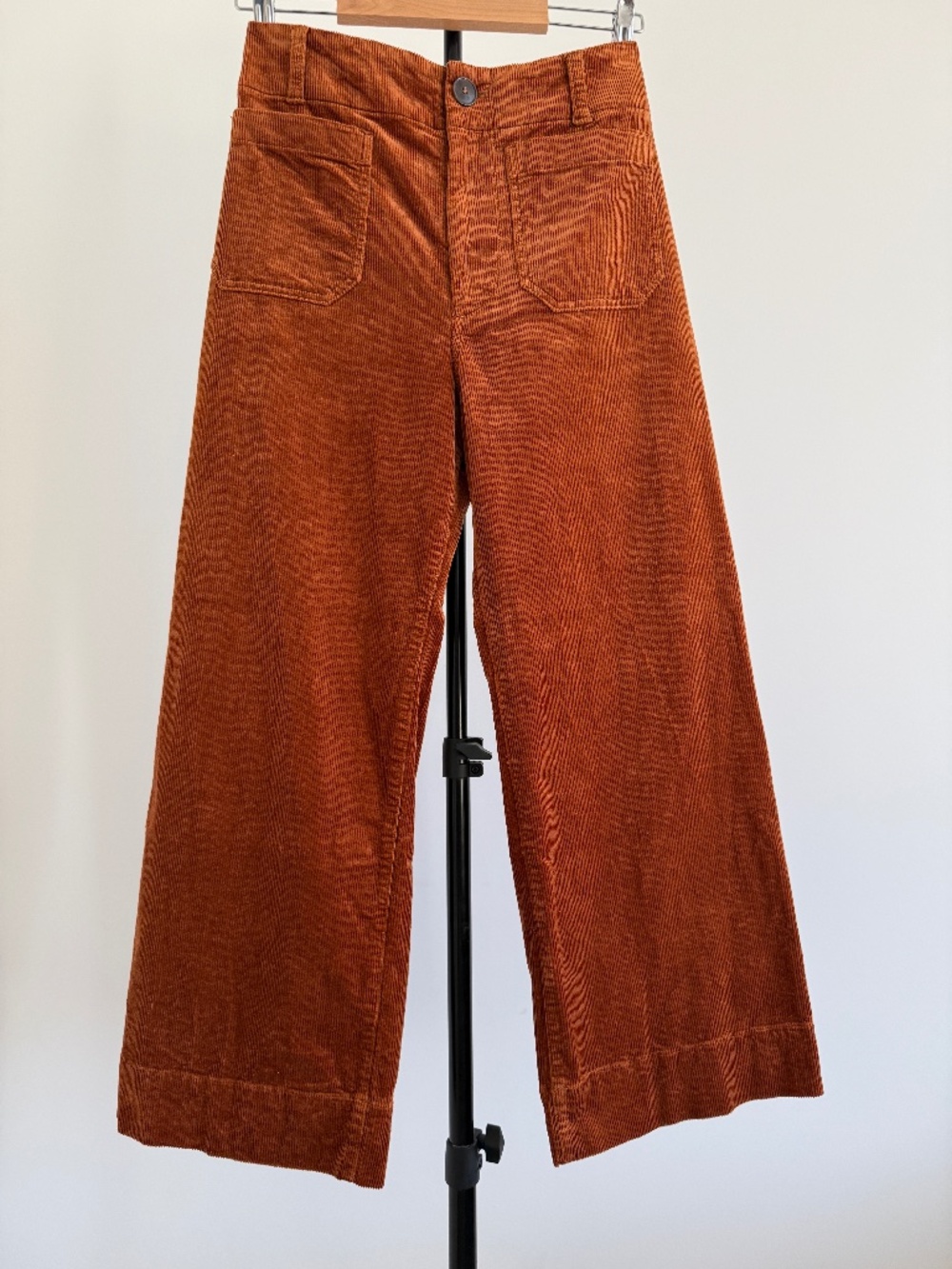 NEW Anthropologie Maeve Colette Cropped Corduroy Wide Leg Pants Size 27 – Bronze